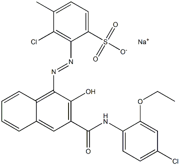 3-Chloro-4-methyl-2-[[3-[[(4-chloro-2-ethoxyphenyl)amino]carbonyl]-2-hydroxy-1-naphtyl]azo]benzenesulfonic acid sodium salt Struktur