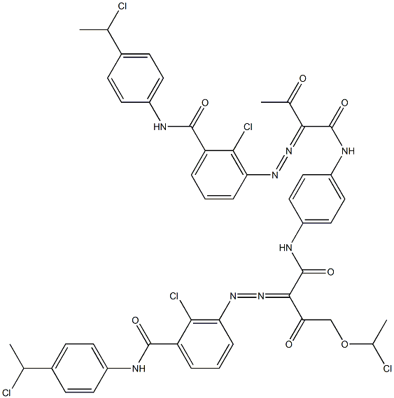 3,3'-[2-[(1-Chloroethyl)oxy]-1,4-phenylenebis[iminocarbonyl(acetylmethylene)azo]]bis[N-[4-(1-chloroethyl)phenyl]-2-chlorobenzamide] Struktur