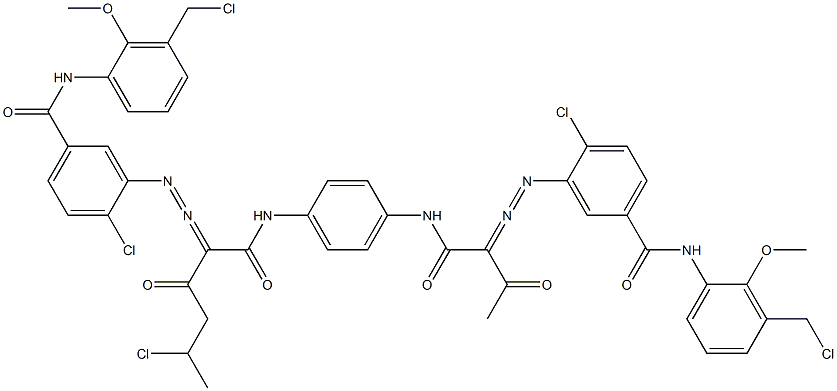 3,3'-[2-(1-Chloroethyl)-1,4-phenylenebis[iminocarbonyl(acetylmethylene)azo]]bis[N-[3-(chloromethyl)-2-methoxyphenyl]-4-chlorobenzamide] Struktur