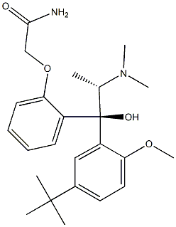 2-[2-[(1R,2S)-2-Dimethylamino-1-hydroxy-1-(2-methoxy-5-tert-butylphenyl)propyl]phenoxy]acetamide Struktur