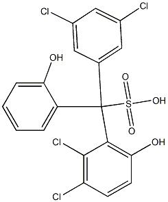 (3,5-Dichlorophenyl)(2,3-dichloro-6-hydroxyphenyl)(2-hydroxyphenyl)methanesulfonic acid Struktur