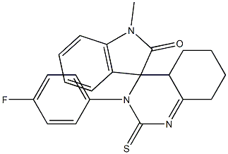 1'-Methyl-3-(4-fluorophenyl)-2-thioxo-1',2,2',4a,5,6,7,8-octahydrospiro[quinazoline-4(3H),3'-[3H]indol]-2'-one Struktur