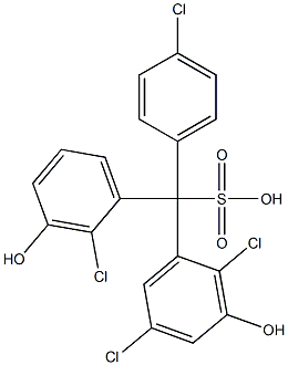 (4-Chlorophenyl)(2-chloro-3-hydroxyphenyl)(2,5-dichloro-3-hydroxyphenyl)methanesulfonic acid Struktur