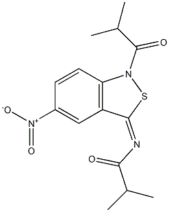 5-Nitro-1-isobutyryl-3(1H)-isobutyrylimino-2,1-benzisothiazole Struktur