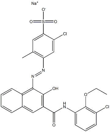 2-Chloro-5-methyl-4-[[3-[[(3-chloro-2-ethoxyphenyl)amino]carbonyl]-2-hydroxy-1-naphtyl]azo]benzenesulfonic acid sodium salt Struktur