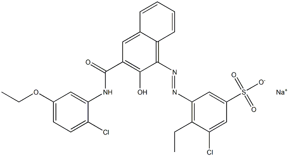 3-Chloro-4-ethyl-5-[[3-[[(2-chloro-5-ethoxyphenyl)amino]carbonyl]-2-hydroxy-1-naphtyl]azo]benzenesulfonic acid sodium salt Struktur