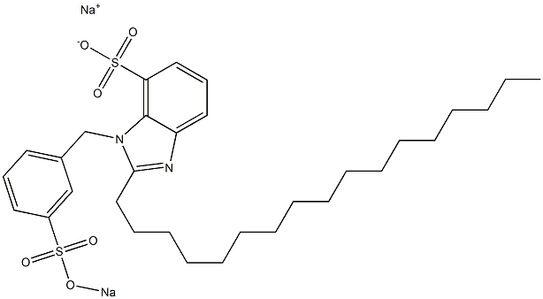 1-[3-(Sodiooxysulfonyl)benzyl]-2-heptadecyl-1H-benzimidazole-7-sulfonic acid sodium salt Struktur