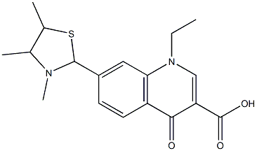 1,4-Dihydro-1-ethyl-4-oxo-7-(3,4,5-trimethylthiazolidin-2-yl)quinoline-3-carboxylic acid Struktur