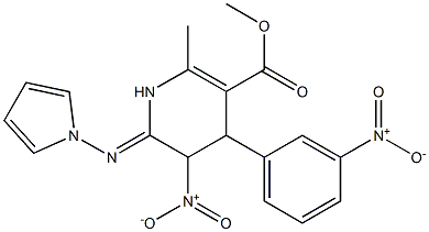 4,5-Dihydro-2-methyl-4-(3-nitrophenyl)-6-[pyrrolizino]-5-nitronicotinic acid methyl ester Struktur