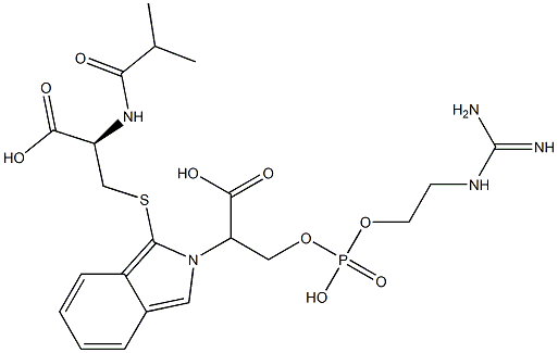 S-[2-[2-[[[2-[[Amino(imino)methyl]amino]ethoxy]phosphonyl]oxy]-1-carboxyethyl]-2H-isoindol-1-yl]-N-isobutyryl-L-cysteine Struktur