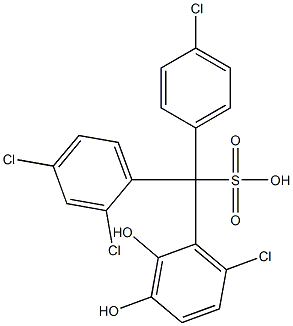 (4-Chlorophenyl)(2,4-dichlorophenyl)(6-chloro-2,3-dihydroxyphenyl)methanesulfonic acid Struktur