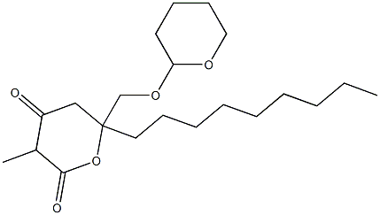 3-Methyl-6-nonyl-6-(tetrahydro-2H-pyran-2-yloxymethyl)tetrahydro-2H-pyran-2,4-dione Struktur