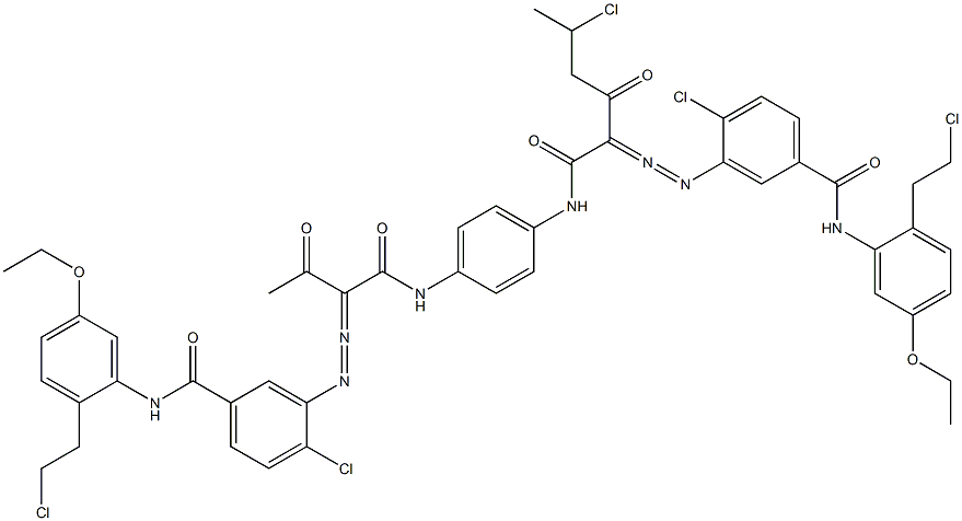 3,3'-[2-(1-Chloroethyl)-1,4-phenylenebis[iminocarbonyl(acetylmethylene)azo]]bis[N-[2-(2-chloroethyl)-5-ethoxyphenyl]-4-chlorobenzamide] Struktur