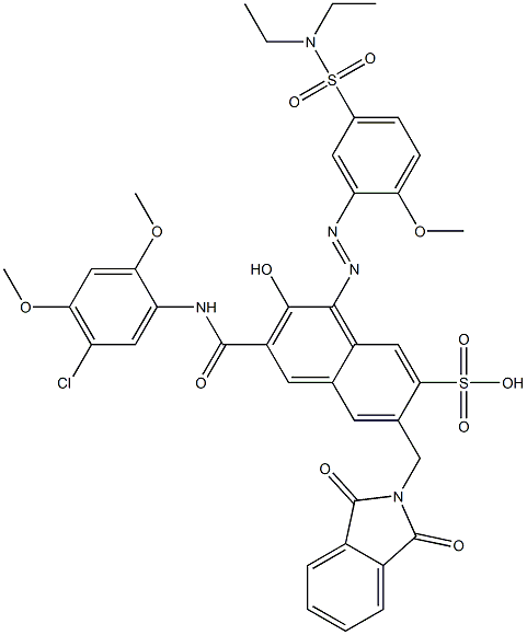 3-[(5-Chloro-2,4-dimethoxyphenyl)aminocarbonyl]-1-[5-[(diethylamino)sulfonyl]-2-methoxyphenylazo]-2-hydroxy-6-(phthalimidylmethyl)naphthalene-7-sulfonic acid Struktur