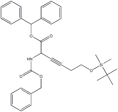 2-Benzyloxycarbonylamino-6-(tert-butyldimethylsilyloxy)-3-hexynoic acid diphenylmethyl ester Struktur