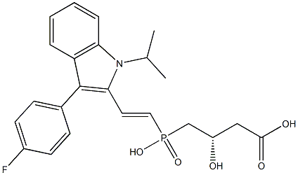 (3S)-3-Hydroxy-4-[hydroxy[(E)-2-[1-isopropyl-3-(4-fluorophenyl)-1H-indol-2-yl]ethenyl]phosphinyl]butyric acid Struktur