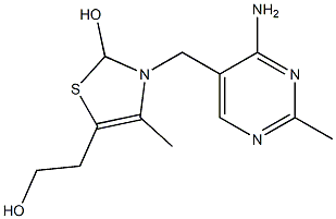 3-(4-Amino-2-methyl-5-pyrimidinylmethyl)-2,3-dihydro-5-(2-hydroxyethyl)-4-methylthiazol-2-ol Struktur