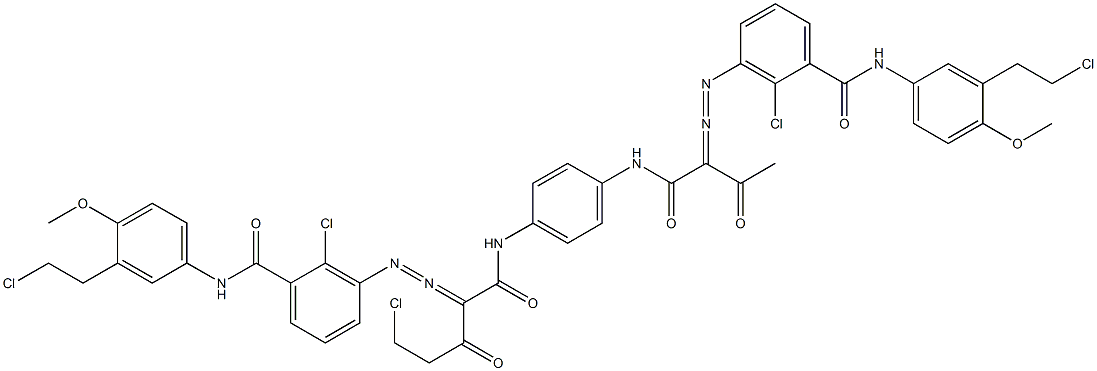 3,3'-[2-(Chloromethyl)-1,4-phenylenebis[iminocarbonyl(acetylmethylene)azo]]bis[N-[3-(2-chloroethyl)-4-methoxyphenyl]-2-chlorobenzamide] Struktur