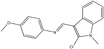 2-Chloro-1-methyl-3-[[(4-methoxyphenyl)imino]methyl]-1H-indole Struktur