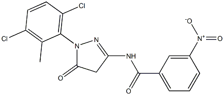 1-(3,6-Dichloro-2-methylphenyl)-3-(3-nitrobenzoylamino)-5(4H)-pyrazolone Struktur