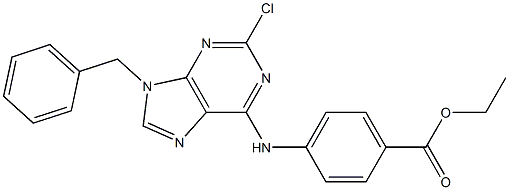 4-(9-Benzyl-2-chloro-9H-purin-6-ylamino)benzoic acid ethyl ester Struktur