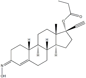 (17R)-17-(Propionyloxy)-19-norpregn-4-en-20-yn-3-one oxime Struktur