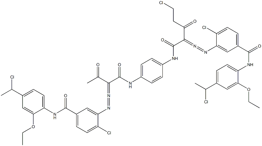 3,3'-[2-(Chloromethyl)-1,4-phenylenebis[iminocarbonyl(acetylmethylene)azo]]bis[N-[4-(1-chloroethyl)-2-ethoxyphenyl]-4-chlorobenzamide] Struktur