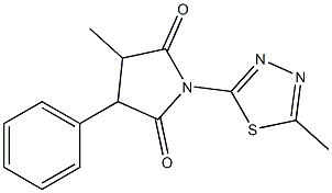 1-(5-Methyl-1,3,4-thiadiazol-2-yl)-4-methyl-3-phenylpyrrolidine-2,5-dione Struktur