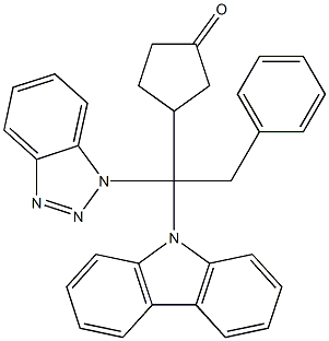 3-[2-Phenyl-1-(1H-benzotriazol-1-yl)-1-(9H-carbazol-9-yl)ethyl]cyclopentan-1-one Struktur