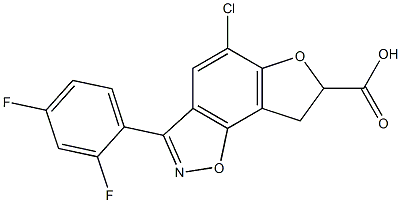 5-Chloro-7,8-dihydro-3-(2,4-difluorophenyl)furo[2,3-g][1,2]benzisoxazole-7-carboxylic acid Struktur