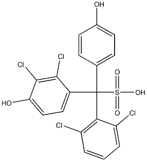 (2,6-Dichlorophenyl)(2,3-dichloro-4-hydroxyphenyl)(4-hydroxyphenyl)methanesulfonic acid Struktur