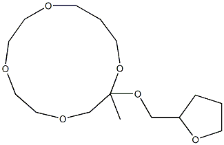 2-Methyl-2-[(tetrahydrofuran)-2-ylmethoxy]-1,4,7,10-tetraoxacyclotridecane Struktur