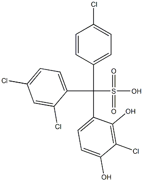 (4-Chlorophenyl)(2,4-dichlorophenyl)(3-chloro-2,4-dihydroxyphenyl)methanesulfonic acid Struktur