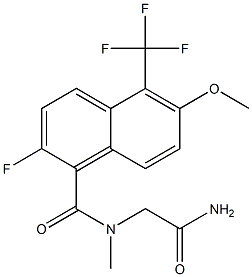 2-[N-[[2-Fluoro-6-methoxy-5-trifluoromethyl-1-naphthalenyl]carbonyl]-N-methylamino]acetamide Struktur