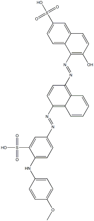 5-[4-[4-(p-Anisidino)-3-sulfophenylazo]-1-naphtylazo]-6-hydroxy-2-naphthalenesulfonic acid Struktur