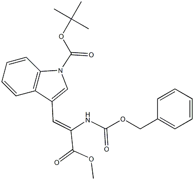 (Z)-2-[(Benzyloxycarbonyl)amino]-3-[1-[(tert-butyloxy)carbonyl]-1H-indol-3-yl]propenoic acid methyl ester Struktur