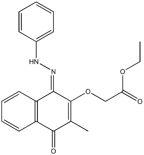 [[[1,4-Dihydro-1-[[[phenyl]amino]imino]-3-methyl-4-oxonaphthalen]-2-yl]oxy]acetic acid ethyl ester Struktur