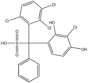 (3-Chloro-2,4-dihydroxyphenyl)(2,3,6-trichlorophenyl)phenylmethanesulfonic acid Struktur