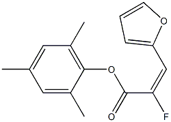 (E)-2-Fluoro-3-(2-furanyl)acrylic acid 2,4,6-trimethylphenyl ester Struktur