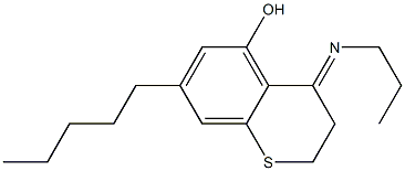 N-Propyl-3,4-dihydro-5-hydroxy-7-pentyl-2H-1-benzothiopyran-4-imine Struktur