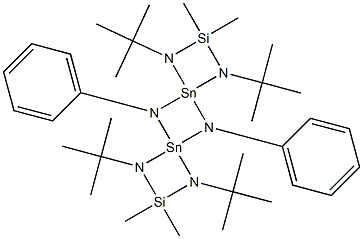 1,3,7,9-Tetra-tert-butyl-2,2,8,8-tetramethyl-5,10-diphenyl-1,3,5,7,9,10-hexaaza-2,8-disila-4,6-distannadispiro[3.1.3.1]decane Struktur