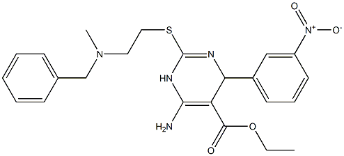 6-Amino-1,4-dihydro-2-[2-(benzylmethylamino)ethylthio]-4-(3-nitrophenyl)pyrimidine-5-carboxylic acid ethyl ester Struktur