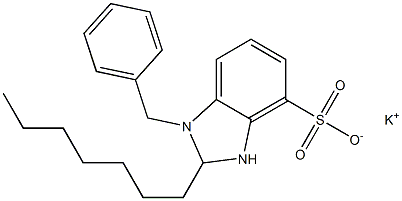 1-Benzyl-2-heptyl-2,3-dihydro-1H-benzimidazole-4-sulfonic acid potassium salt Struktur