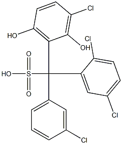 (3-Chlorophenyl)(2,5-dichlorophenyl)(3-chloro-2,6-dihydroxyphenyl)methanesulfonic acid Struktur