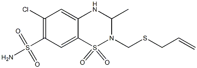 6-Chloro-7-sulfamoyl-3-methyl-2-(2-propenylthiomethyl)-3,4-dihydro-2H-1,2,4-benzothiadiazine 1,1-dioxide Struktur