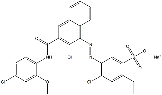 4-Chloro-2-ethyl-5-[[3-[[(4-chloro-2-methoxyphenyl)amino]carbonyl]-2-hydroxy-1-naphtyl]azo]benzenesulfonic acid sodium salt Struktur