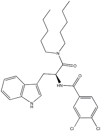 (S)-2-(3,4-Dichlorobenzoylamino)-3-(1H-indol-3-yl)-N,N-dipentylpropanamide Struktur