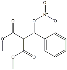 2,2-Bis(methoxycarbonyl)-1-(phenyl)ethanol nitrate Struktur