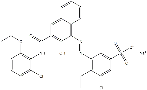 3-Chloro-4-ethyl-5-[[3-[[(2-chloro-6-ethoxyphenyl)amino]carbonyl]-2-hydroxy-1-naphtyl]azo]benzenesulfonic acid sodium salt Struktur