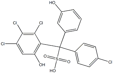 (4-Chlorophenyl)(2,3,4-trichloro-6-hydroxyphenyl)(3-hydroxyphenyl)methanesulfonic acid Struktur